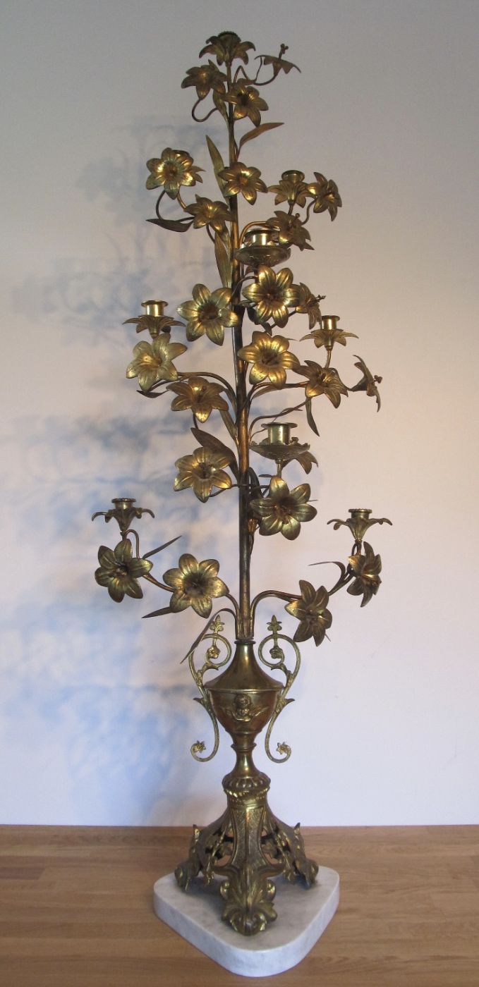 Tall French altar candelabra